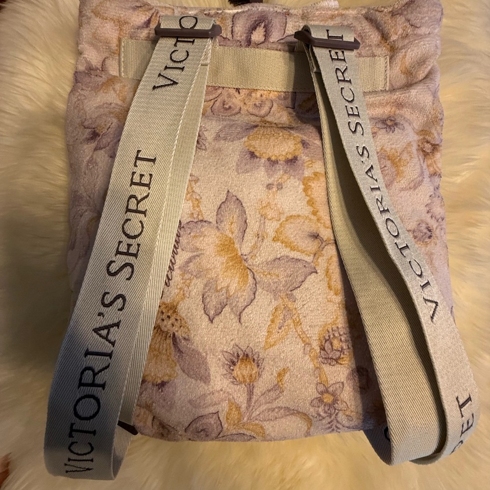 Floral Victoria Secret towel backpack.